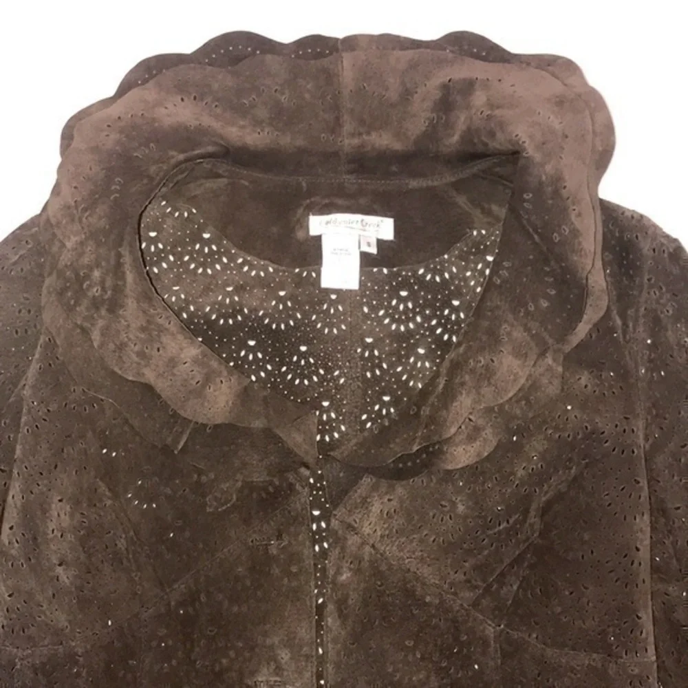 Coldwater Creek Ruffle Leather Suede Jacket